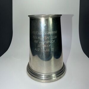 English Pewter Glass Bottom Tankard RAF Laarbruch Germany Military Engraved Mug